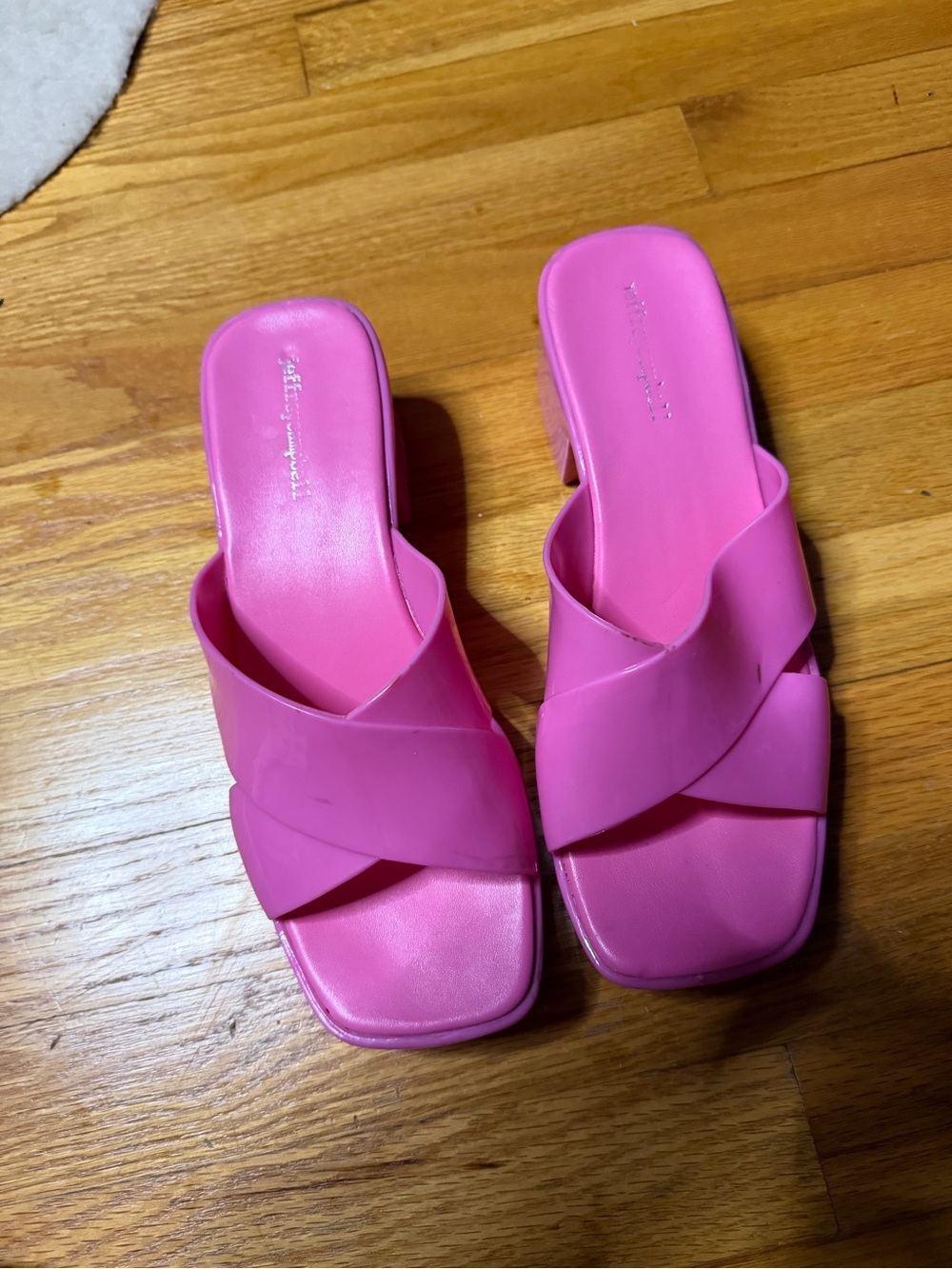 Jeffrey Campbell Bright Pink Crisscross Slide Heels
